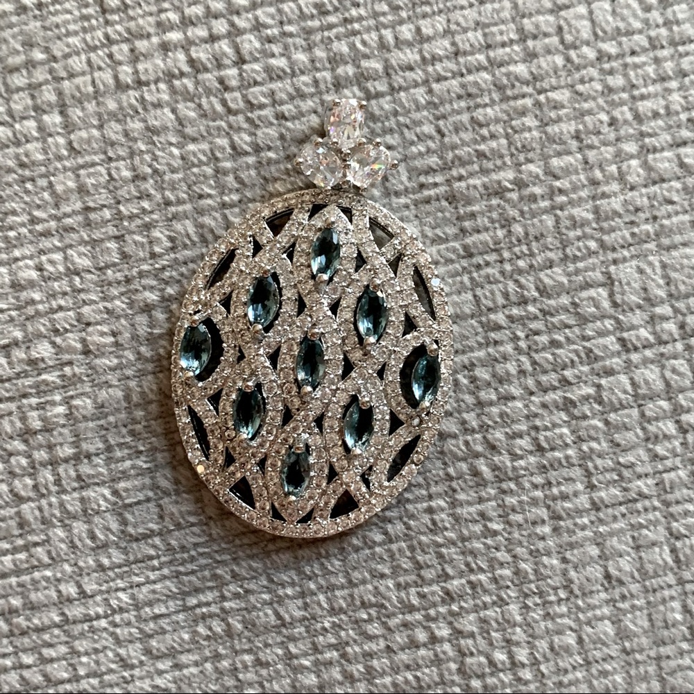Blue topaz and CZ gorgeous pendant
